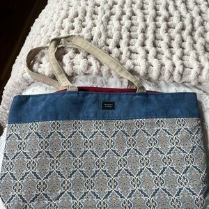 Elegant Blue and Beige Tote Bag